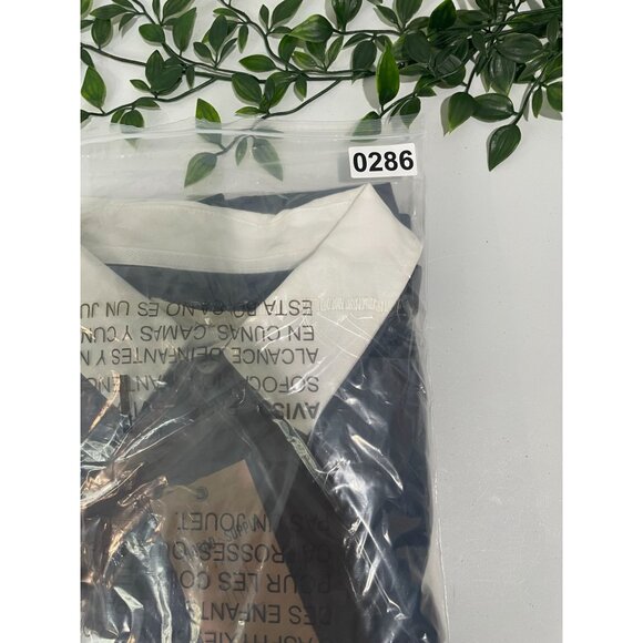 Thread & Supply Navy & Cream Striped Collared Long-Sleeve Polo Shirt X-Large - Picture 12 of 12